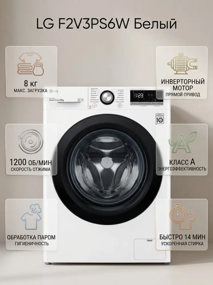 Стиральная машина LG F2V3PS6W белый