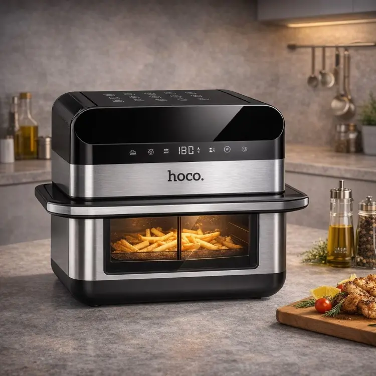 Двойной аэрогриль Hoco HJD81A 10 л черно-серебристый
